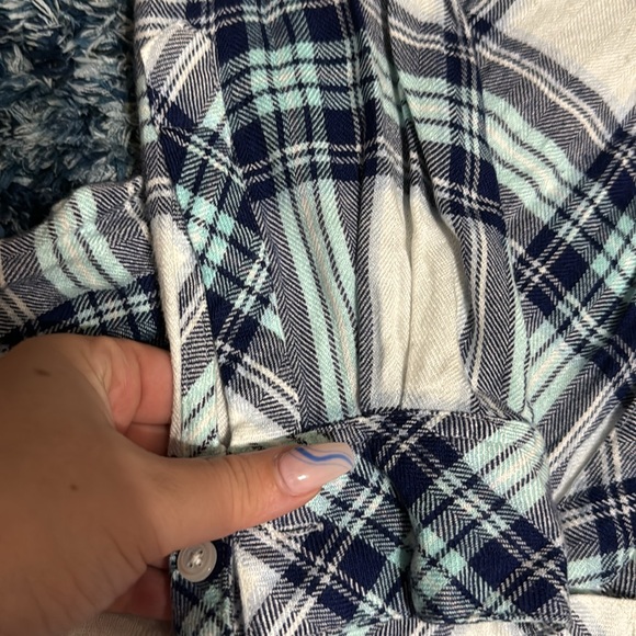 Rails Blue, White, and Turquoise Flannel - Picture 2 of 5